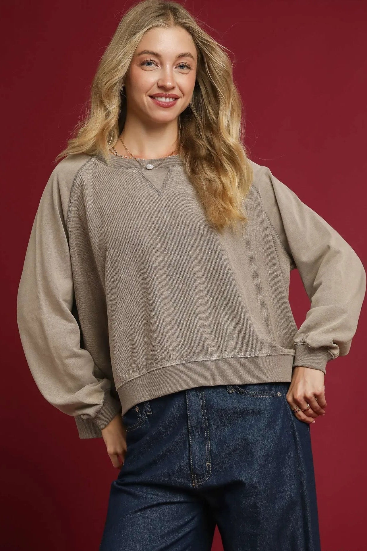 Mineral Wash French Terry Sweatshirt | Oversized Vintage Style