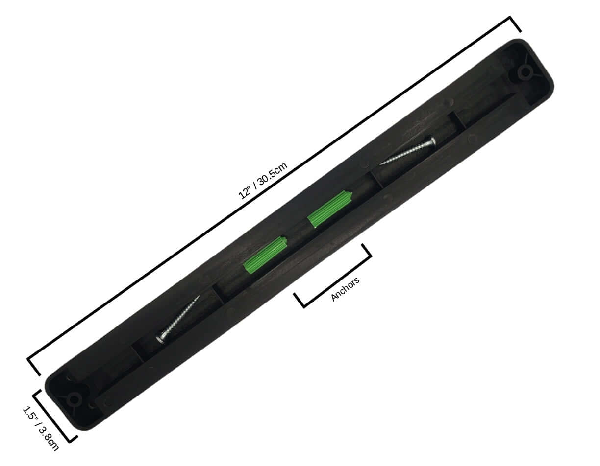 black magnetic wall rack with hardware inside