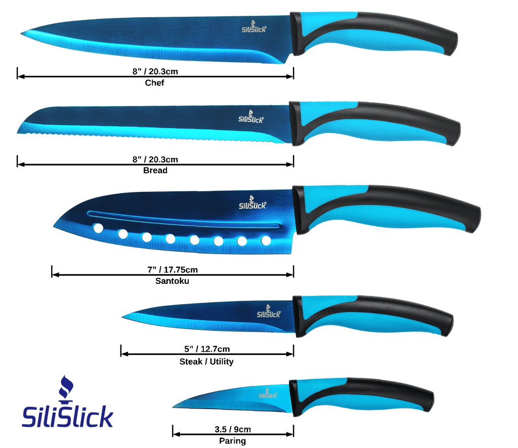 Kitchen Knife Set - Titanium Coated Blades - Zing