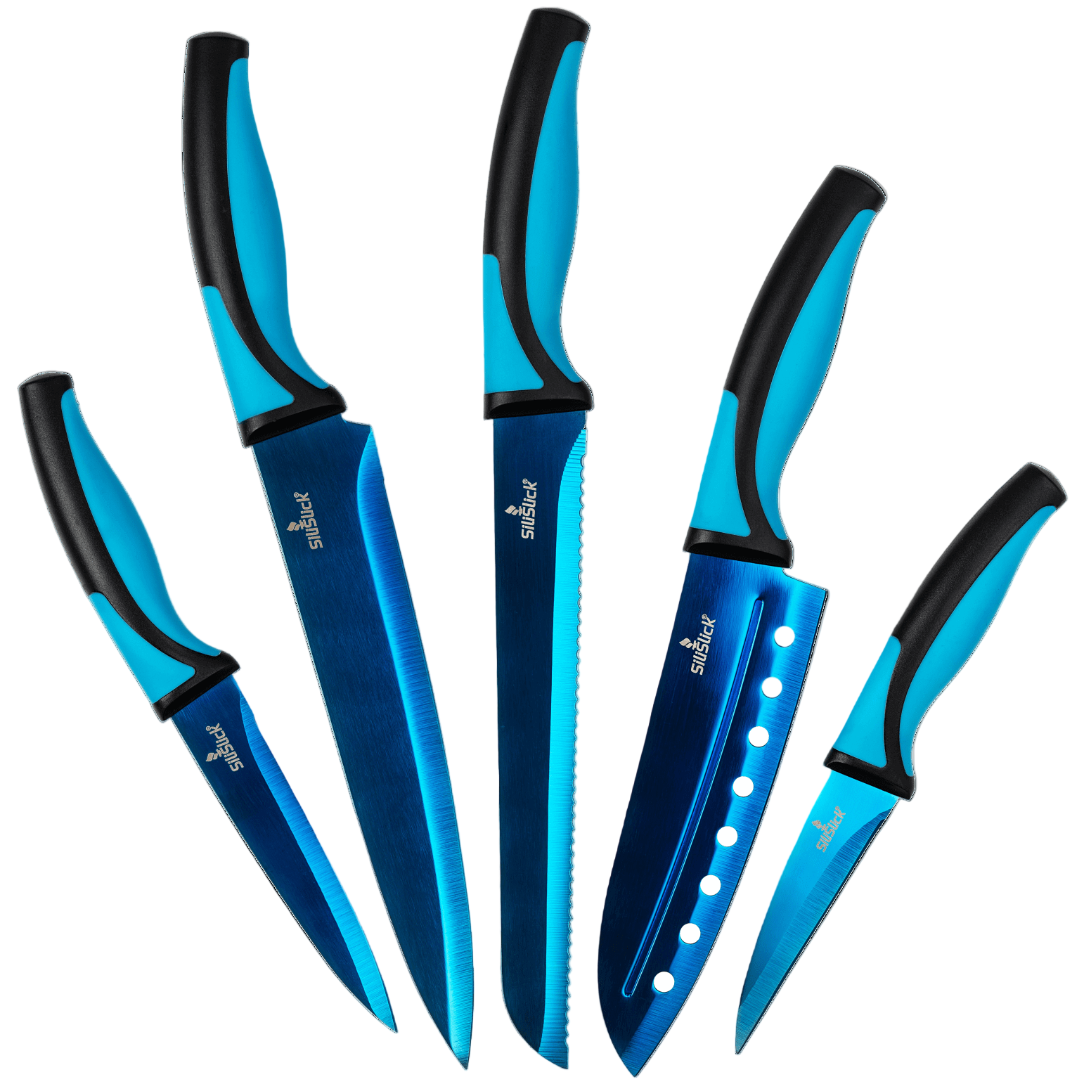 Kitchen Knife Set - Titanium Coated Blades - Zing